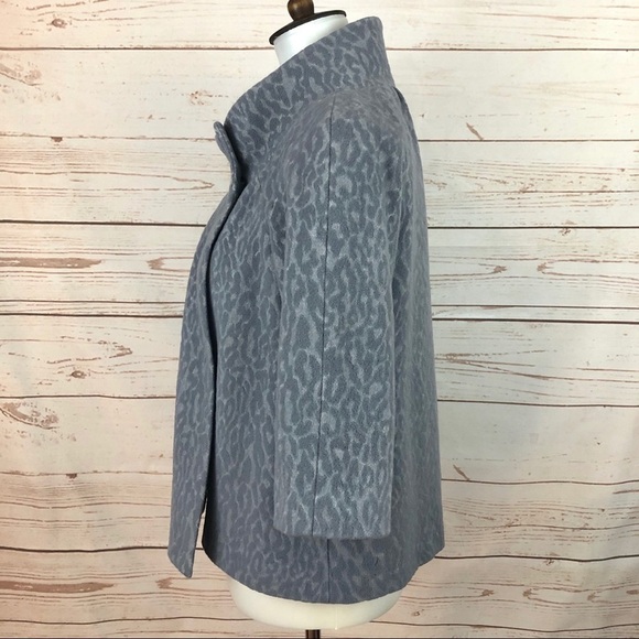 Rebecca Taylor Grey Animal Print Retro Mid Century Mod Cape Capelet Jacket - Picture 3 of 11